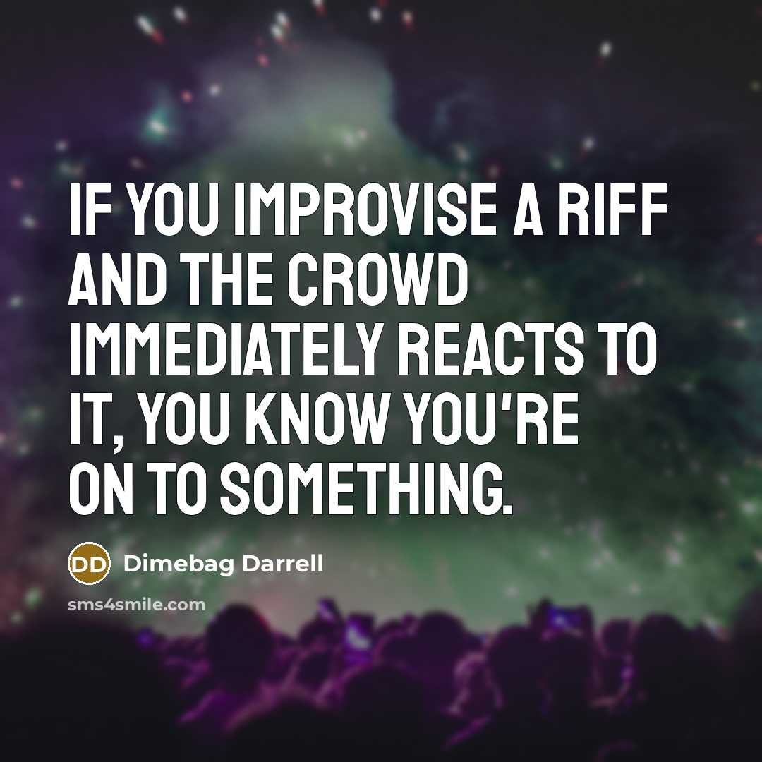 “If you improvise a riff and the crowd immediately reacts…” quote by Dimebag Darrell