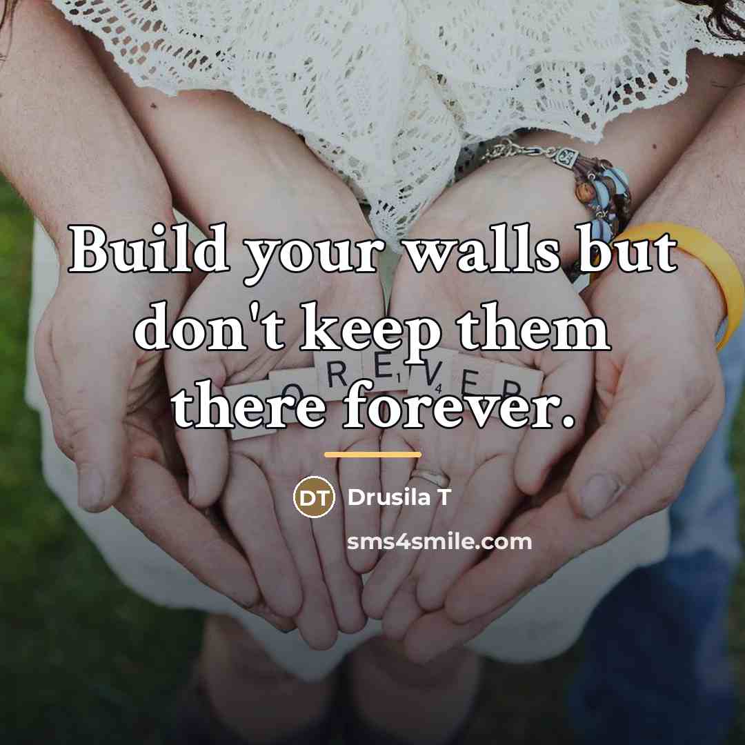 “Build your walls but don't keep them there forever.…” quote by Drusila T
