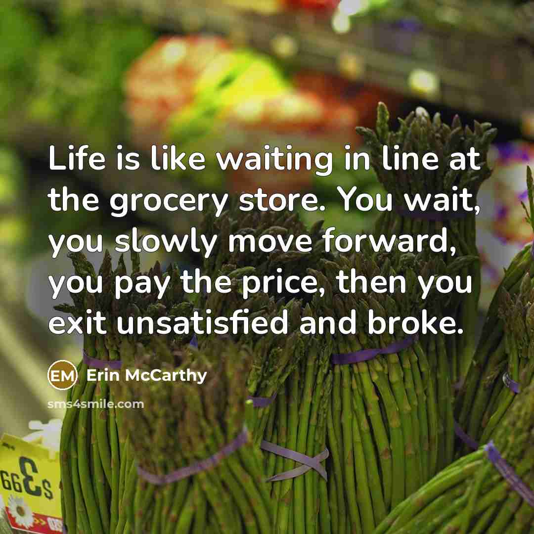 “Life is like waiting in line at the grocery store.…” quote by Erin McCarthy