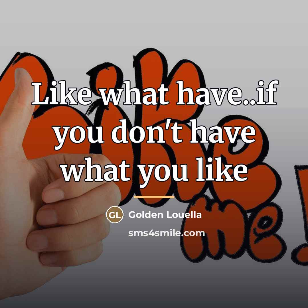 “Like what have..if you don't have what you like…” quote by Golden Louella