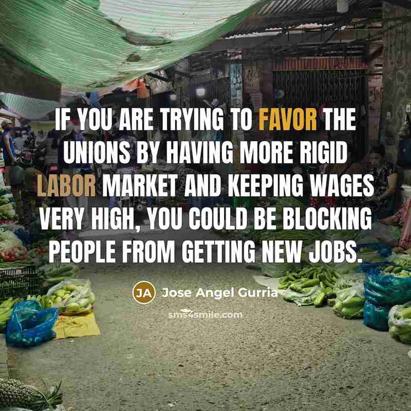 “If you are trying to favor the unions by having…” quote by Jose Angel Gurria
