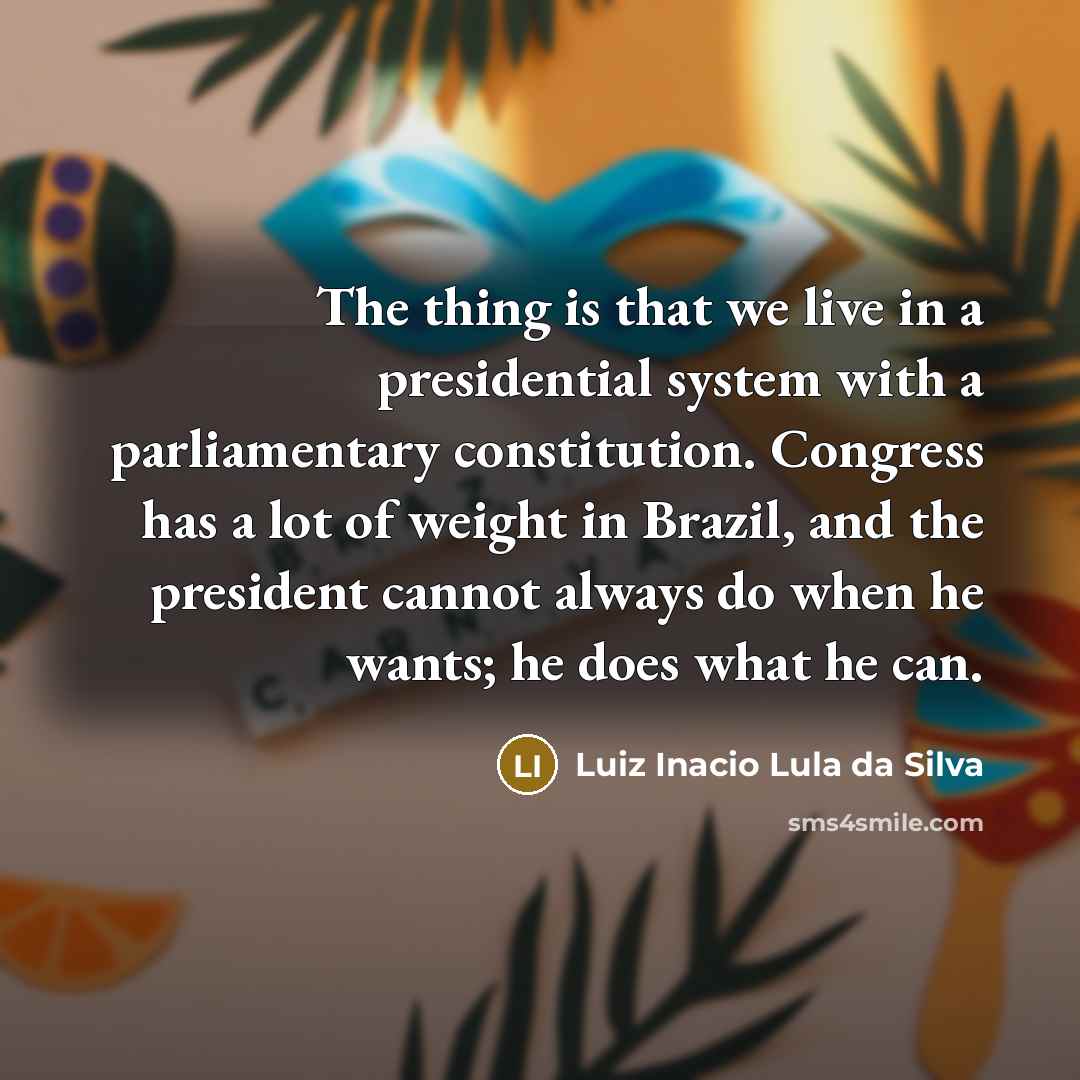 “The thing is that we live in a presidential system…” quote by Luiz Inacio Lula da Silva