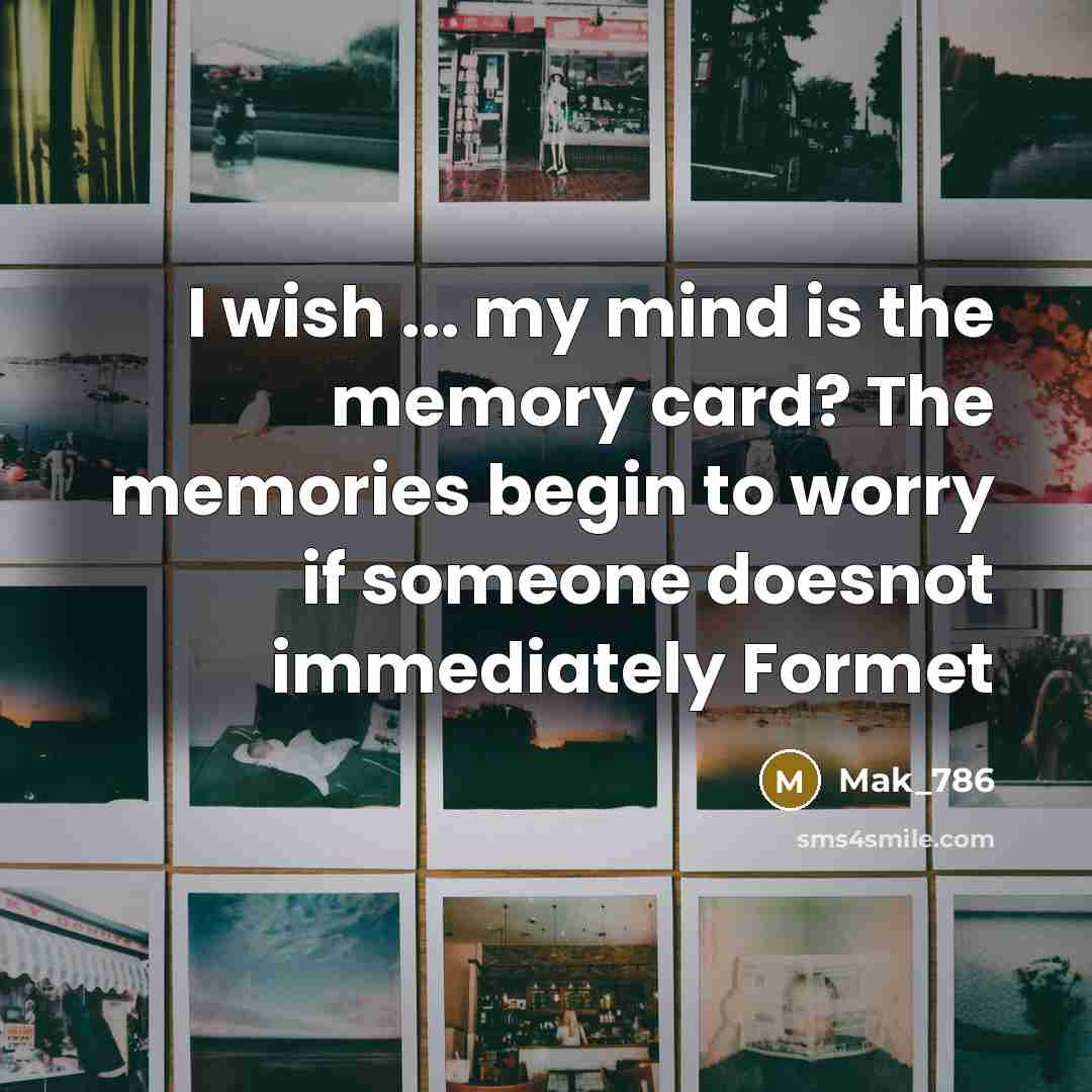 “I wish ... my mind is the memory card? The memories begin to worry if someone doesnot immediately Formet” quote by Mak_786