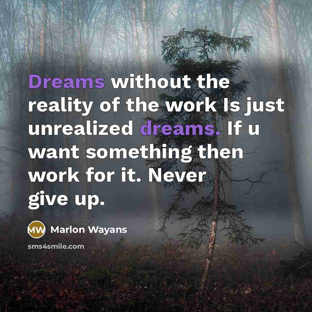 “Dreams without the reality of the work Is just unrealized…” quote by Marlon Wayans