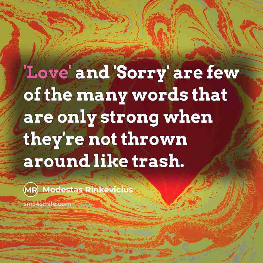 “'Love' and 'Sorry' are few of the many words that…” quote by Modestas Rinkevicius