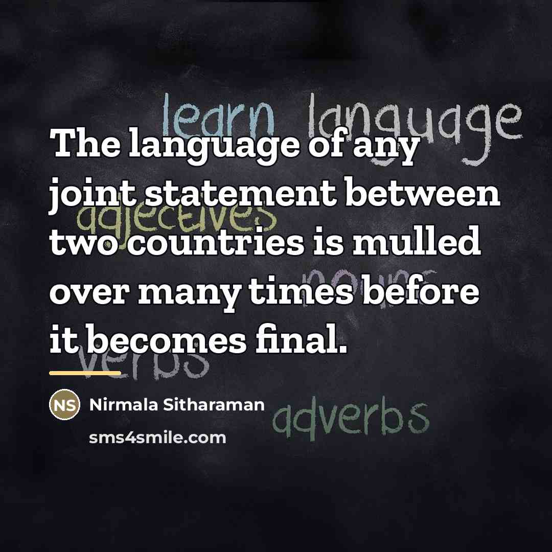 “The language of any joint statement between two countries is…” quote by Nirmala Sitharaman
