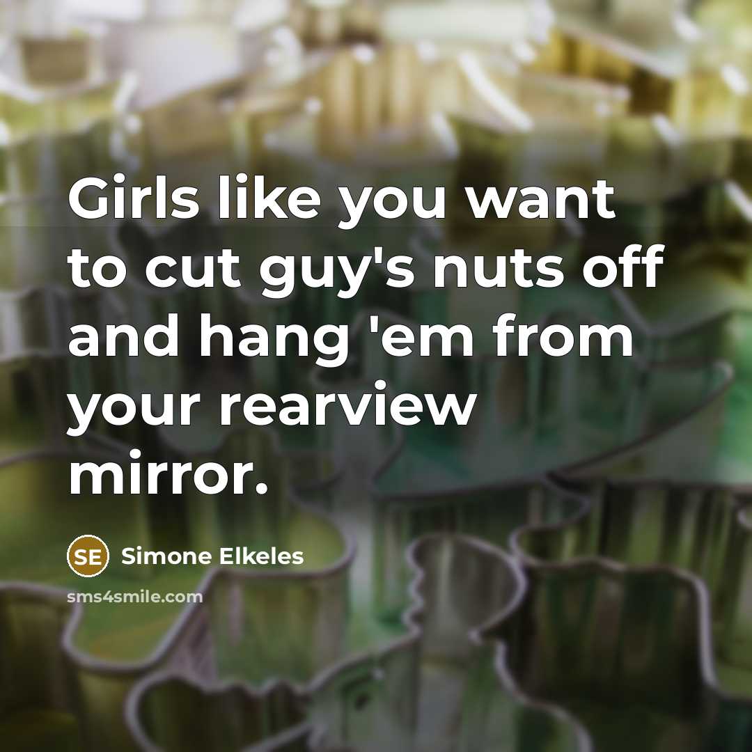 “Girls like you want to cut guy's nuts off and…” quote by Simone Elkeles