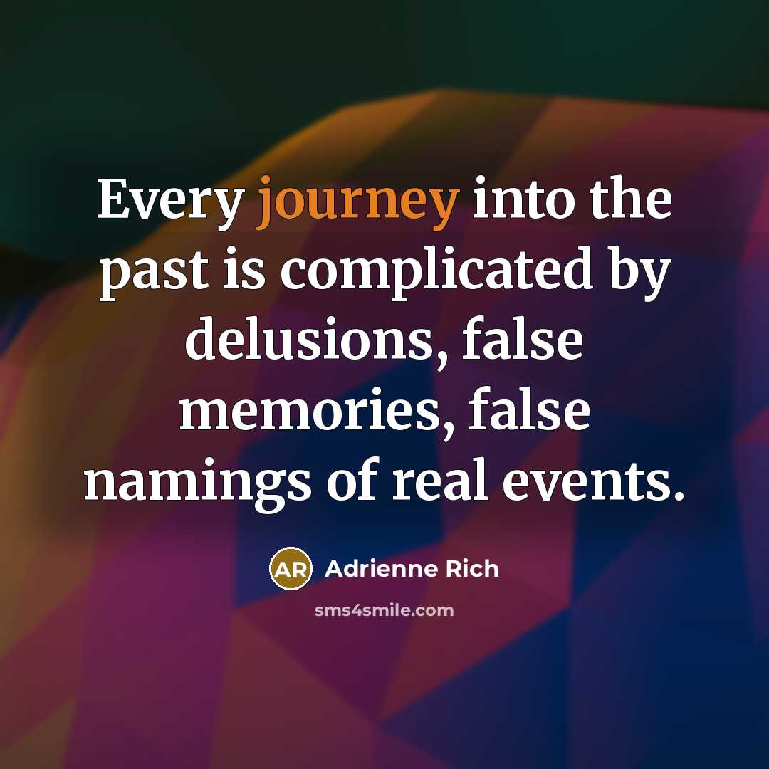 “Every journey into the past is complicated by delusions, false…” quote by Adrienne Rich