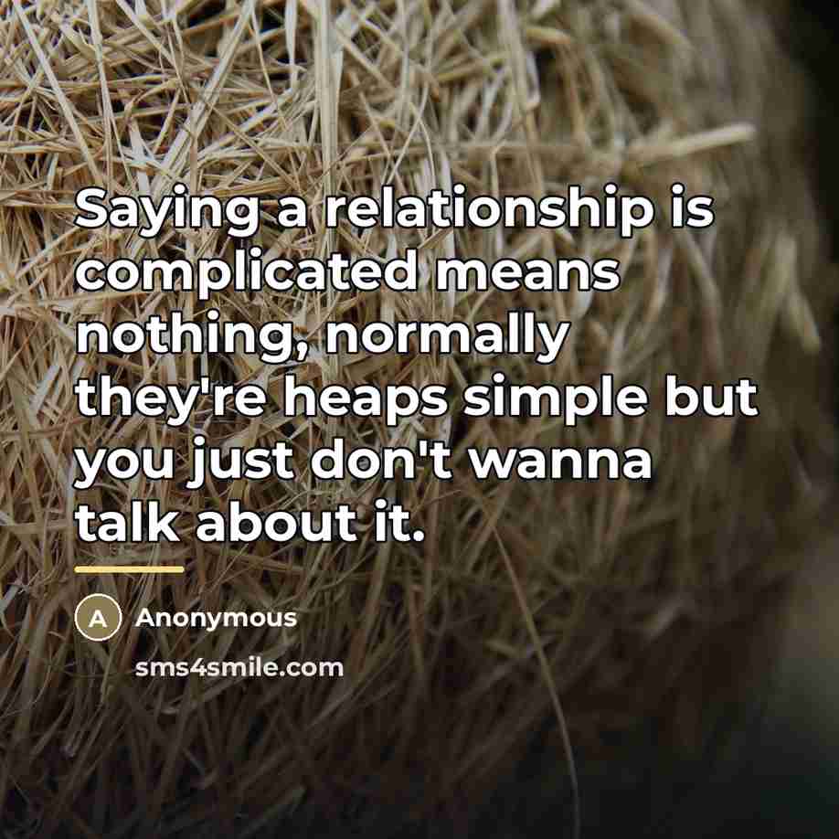 “Saying a relationship is complicated means nothing, normally they're heaps…” quote by Anonymous