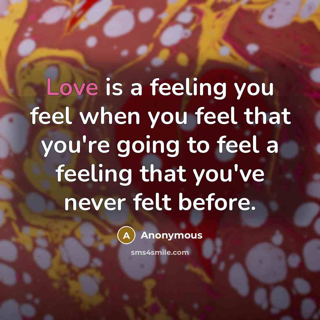 “Love is a feeling you feel when you feel that…” quote by Anonymous