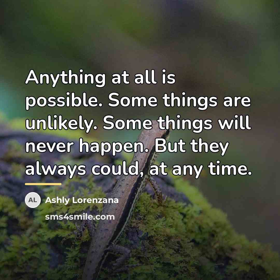 “Anything at all is possible. Some things are unlikely. Some…” quote by Ashly Lorenzana