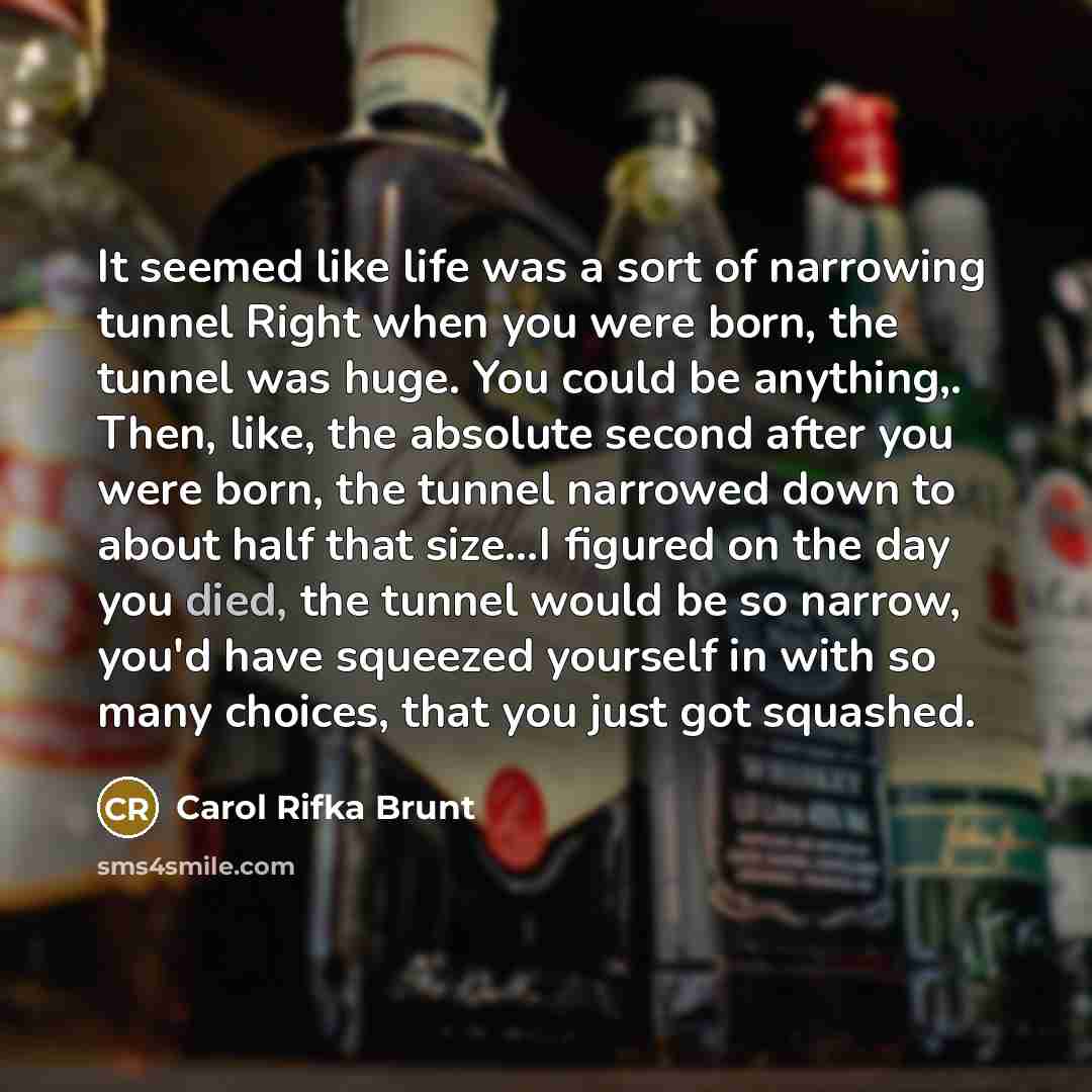 “It seemed like life was a sort of narrowing tunnel…” quote by Carol Rifka Brunt