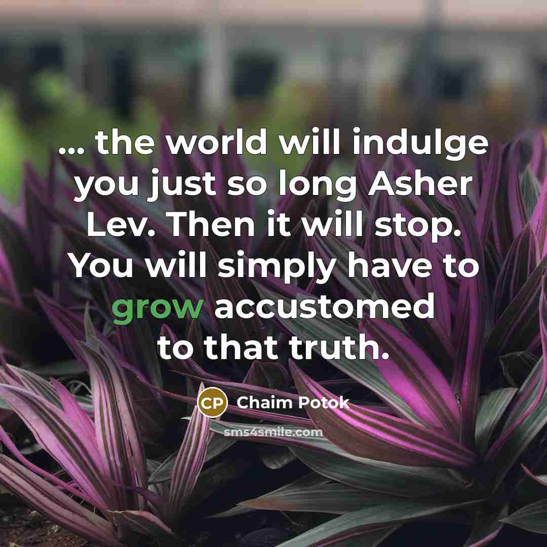 “the world will indulge you just so long Asher…” quote by Chaim Potok