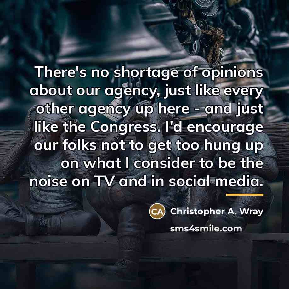 “There's no shortage of opinions about our agency, just like…” quote by Christopher A. Wray