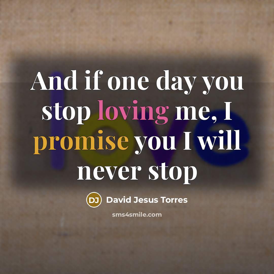“And if one day you stop loving me, I promise…” quote by David Jesus Torres