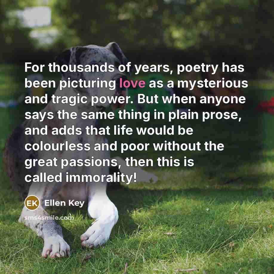 “For thousands of years, poetry has been picturing love as…” quote by Ellen Key