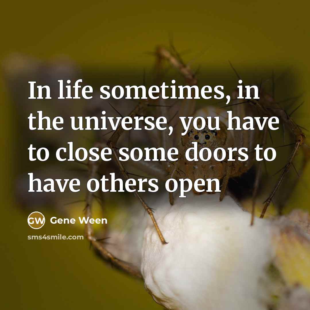 “In life sometimes, in the universe, you have to close…” quote by Gene Ween