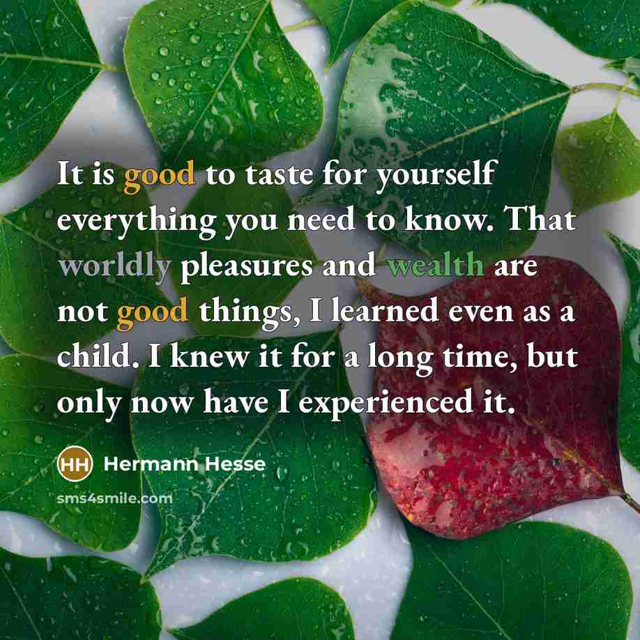 “It is good to taste for yourself everything you need…” quote by Hermann Hesse
