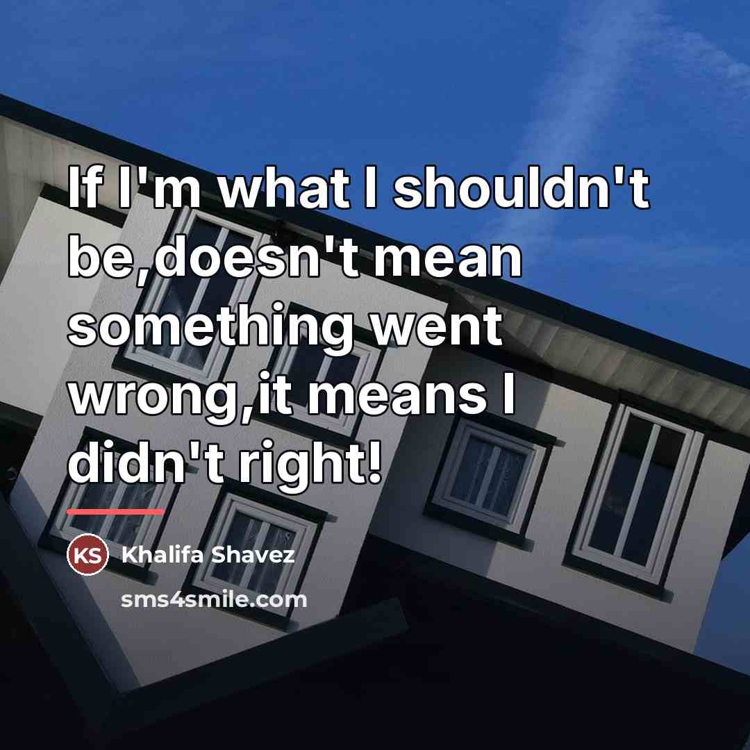 “If I'm what I shouldn't be,doesn't mean something went wrong,it…” quote by Khalifa Shavez