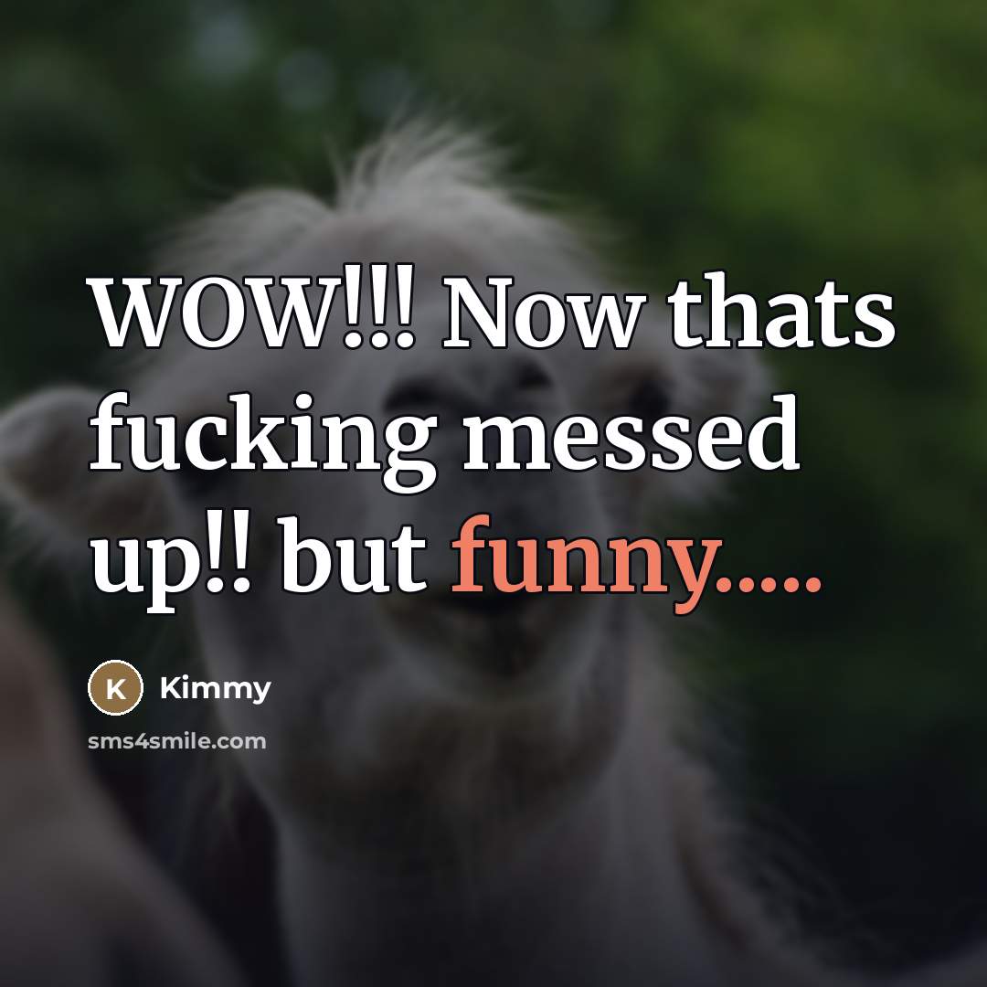 “WOW!!! Now thats fucking messed up!! but funny.....…” quote by Kimmy