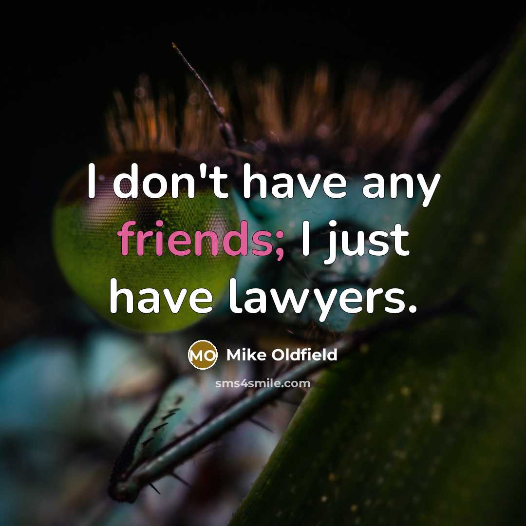 “I don't have any friends; I just have lawyers.…” quote by Mike Oldfield