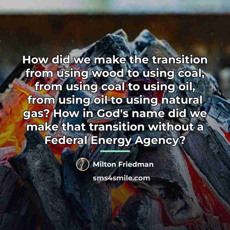 “How did we make the transition from using wood to…” quote by Milton Friedman