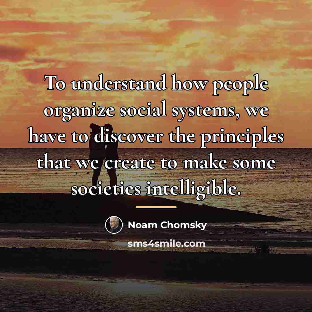 “To understand how people organize social systems, we have to…” quote by Noam Chomsky