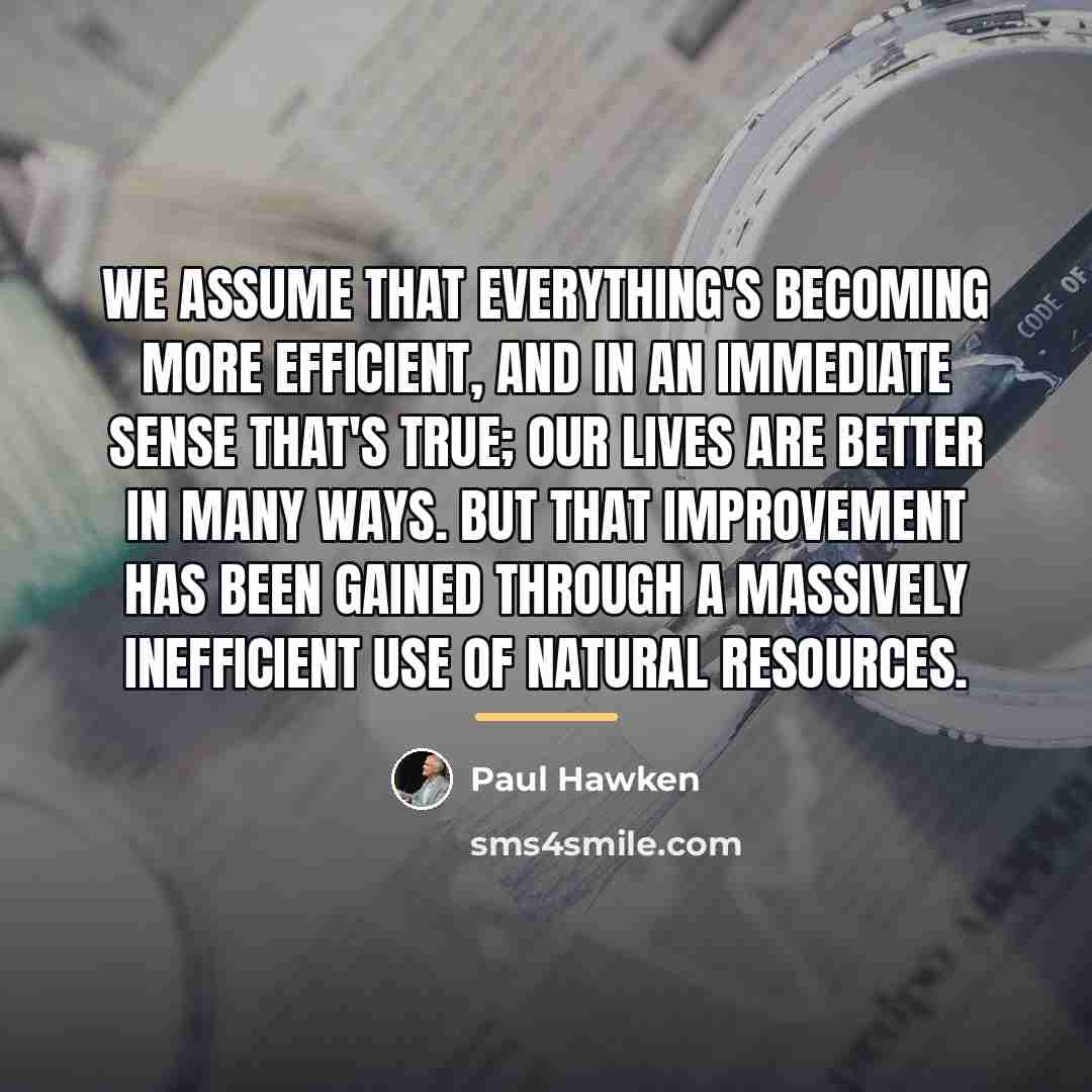 “We assume that everything's becoming more efficient, and in an…” quote by Paul Hawken