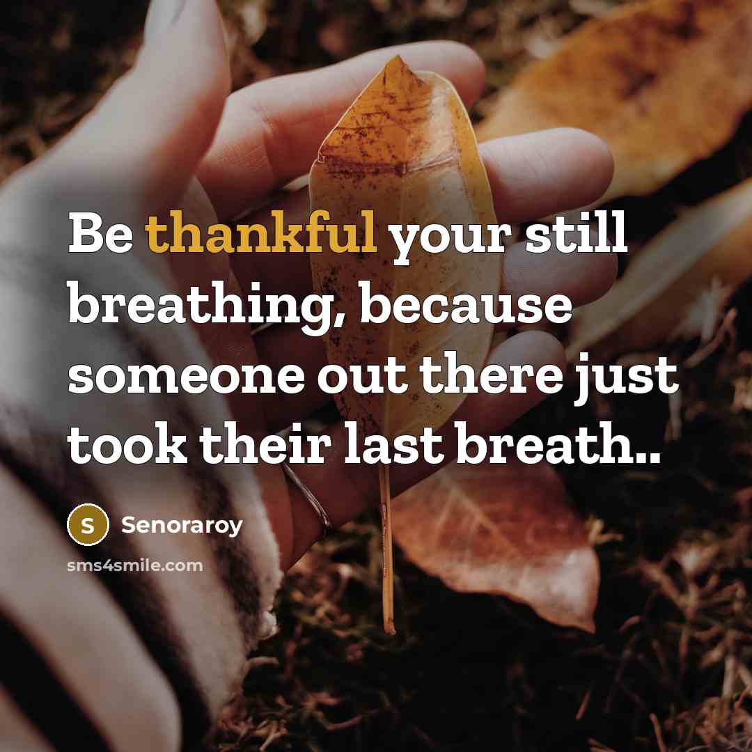 “Be thankful your still breathing, because someone out there just…” quote by Senoraroy