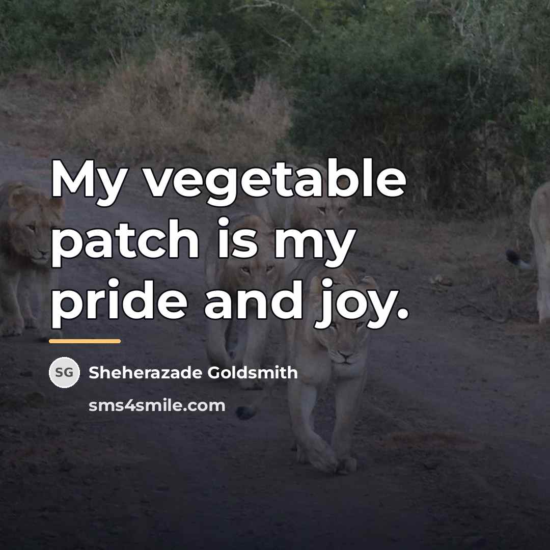 “My vegetable patch is my pride and joy.…” quote by Sheherazade Goldsmith