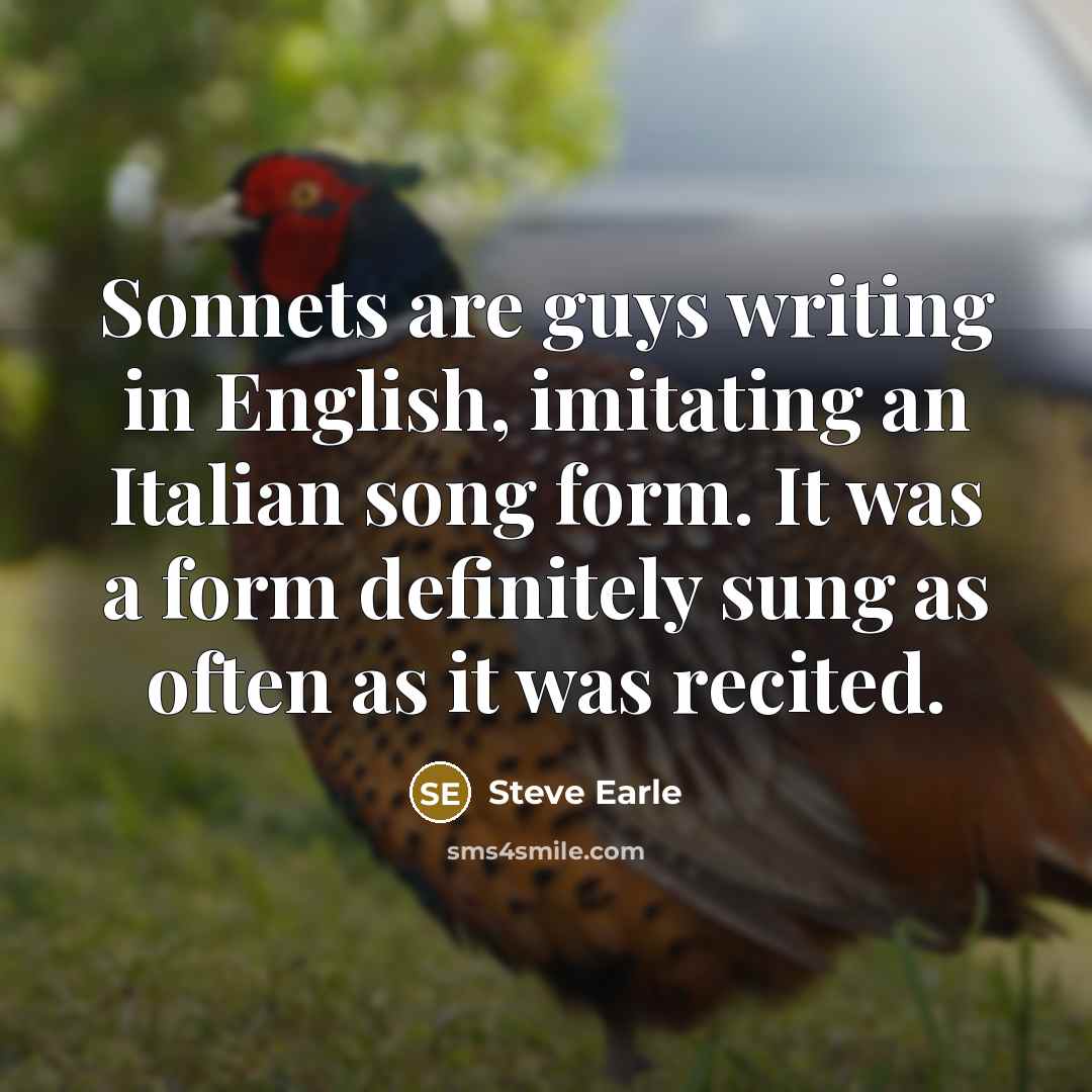 “Sonnets are guys writing in English, imitating an Italian song…” quote by Steve Earle