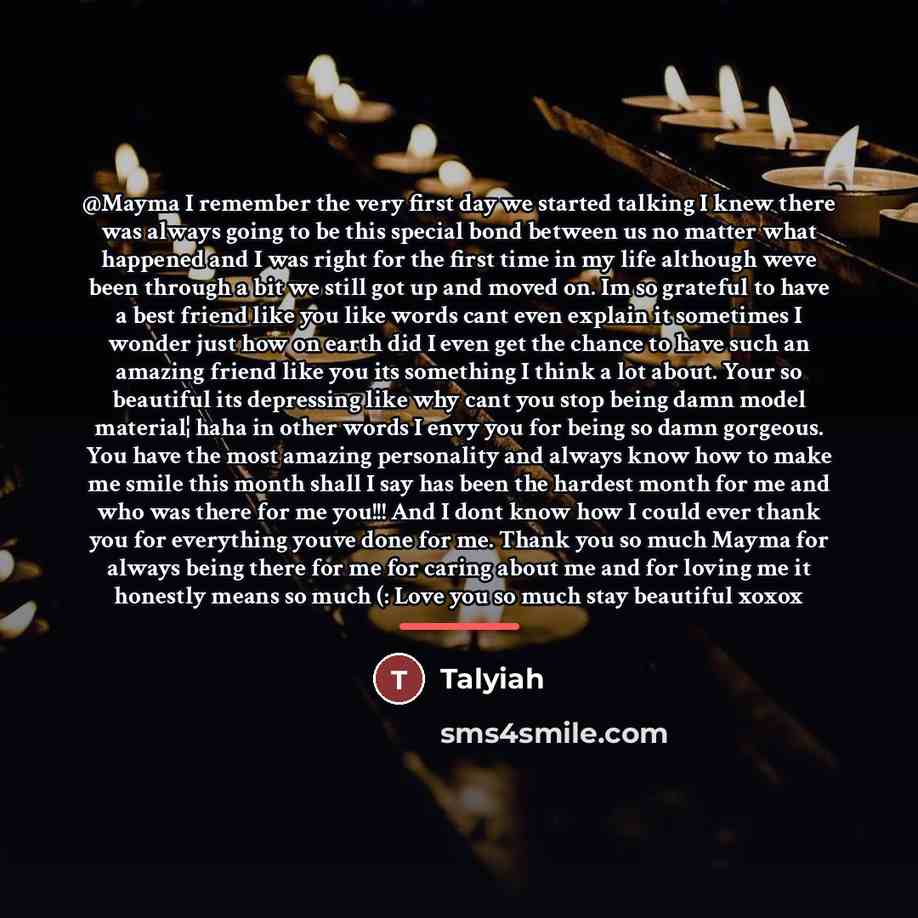 “@Mayma I remember the very first day we started talking…” quote by Talyiah