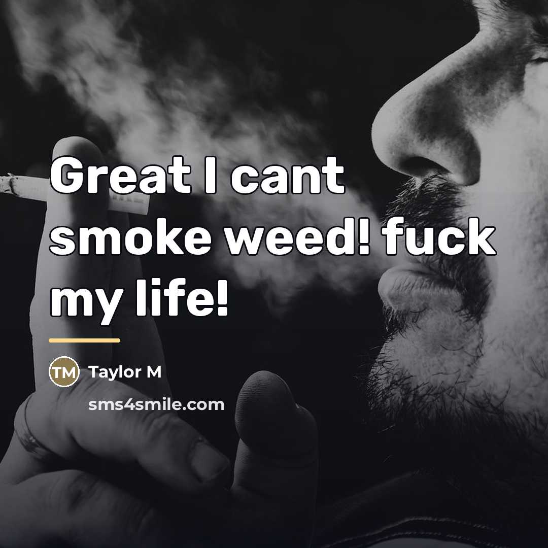 “Great I cant smoke weed! fuck my life!…” quote by Taylor M