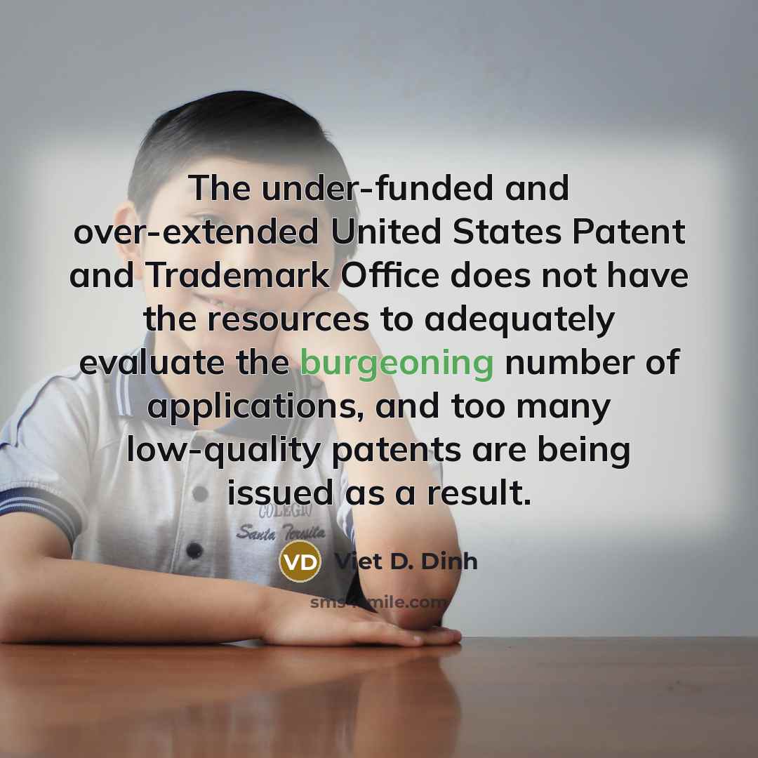 “The under-funded and over-extended United States Patent and Trademark Office…” quote by Viet D. Dinh