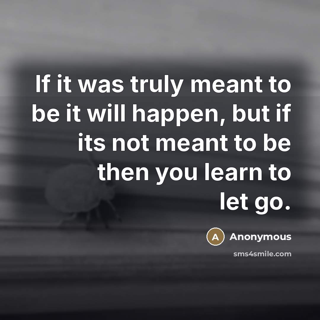 “If it was truly meant to be it will happen,…” quote by Anonymous