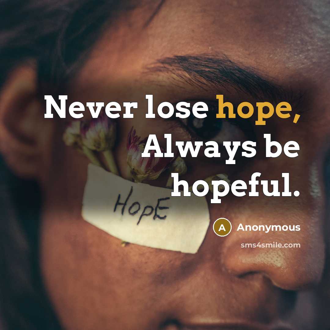 “Never lose hope, Always be hopeful.…” quote by Anonymous