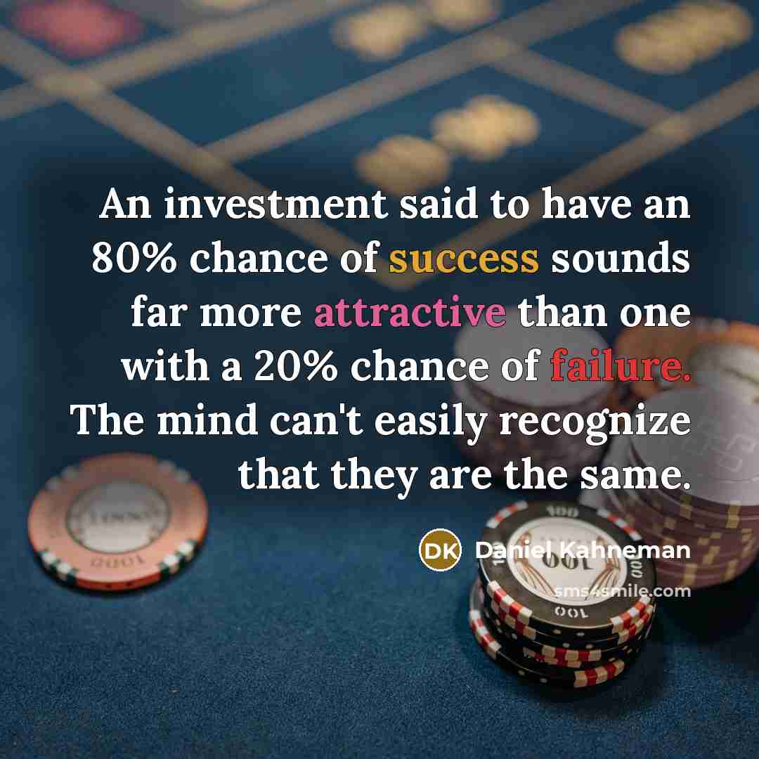 “An investment said to have an 80% chance of success…” quote by Daniel Kahneman