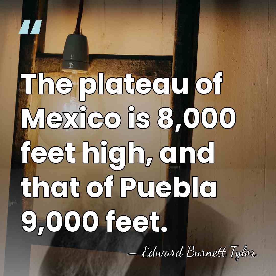 The plateau of Mexico is 8,000 feet high, and that of Puebla&hellip; - Edward Burnett Tylor
