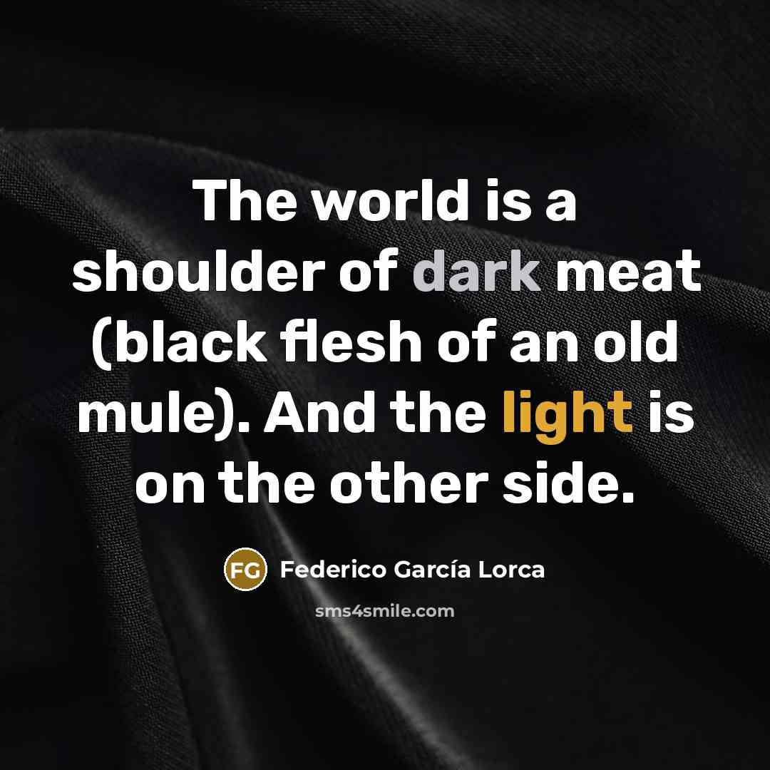 “The world is a shoulder of dark meat (black flesh…” quote by Federico Garcia Lorca