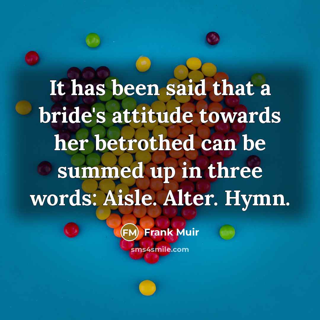 “It has been said that a bride's attitude towards her…” quote by Frank Muir