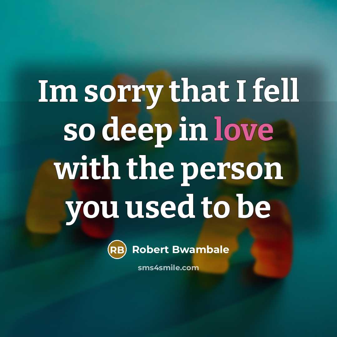 “Im sorry that I fell so deep in love with the person you used to be” quote by Robert Bwambale