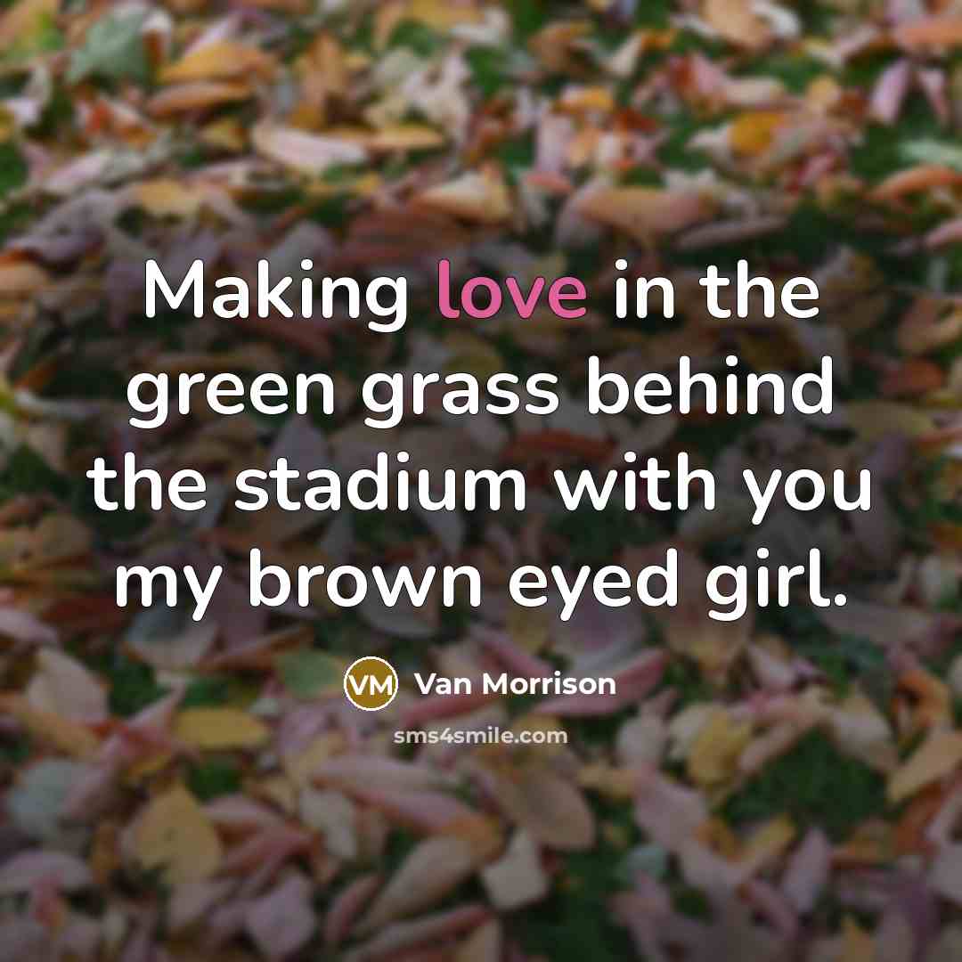 “Making love in the green grass behind the stadium with…” quote by Van Morrison