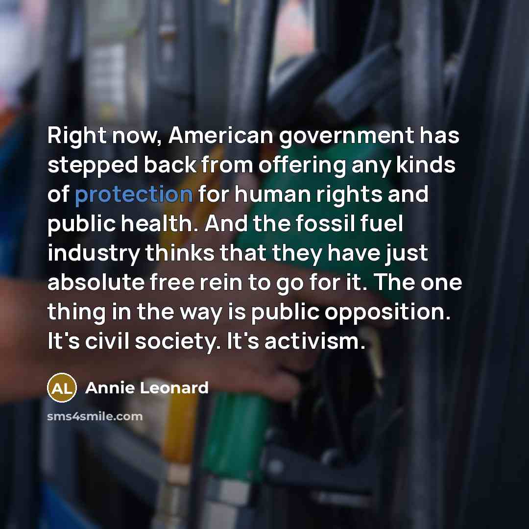 “Right now, American government has stepped back from offering any…” quote by Annie Leonard