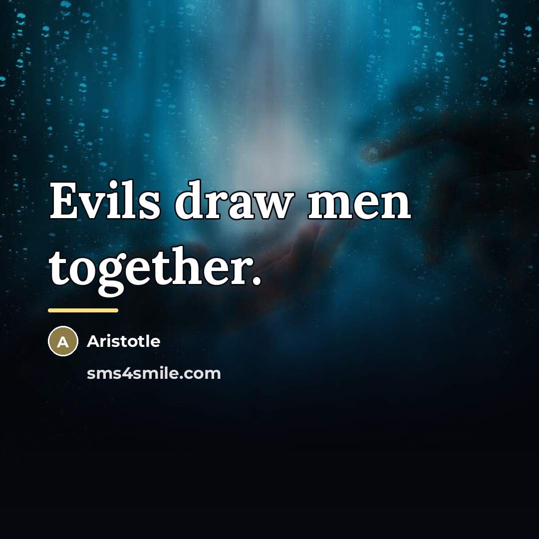 “Evils draw men together.…” quote by Aristotle