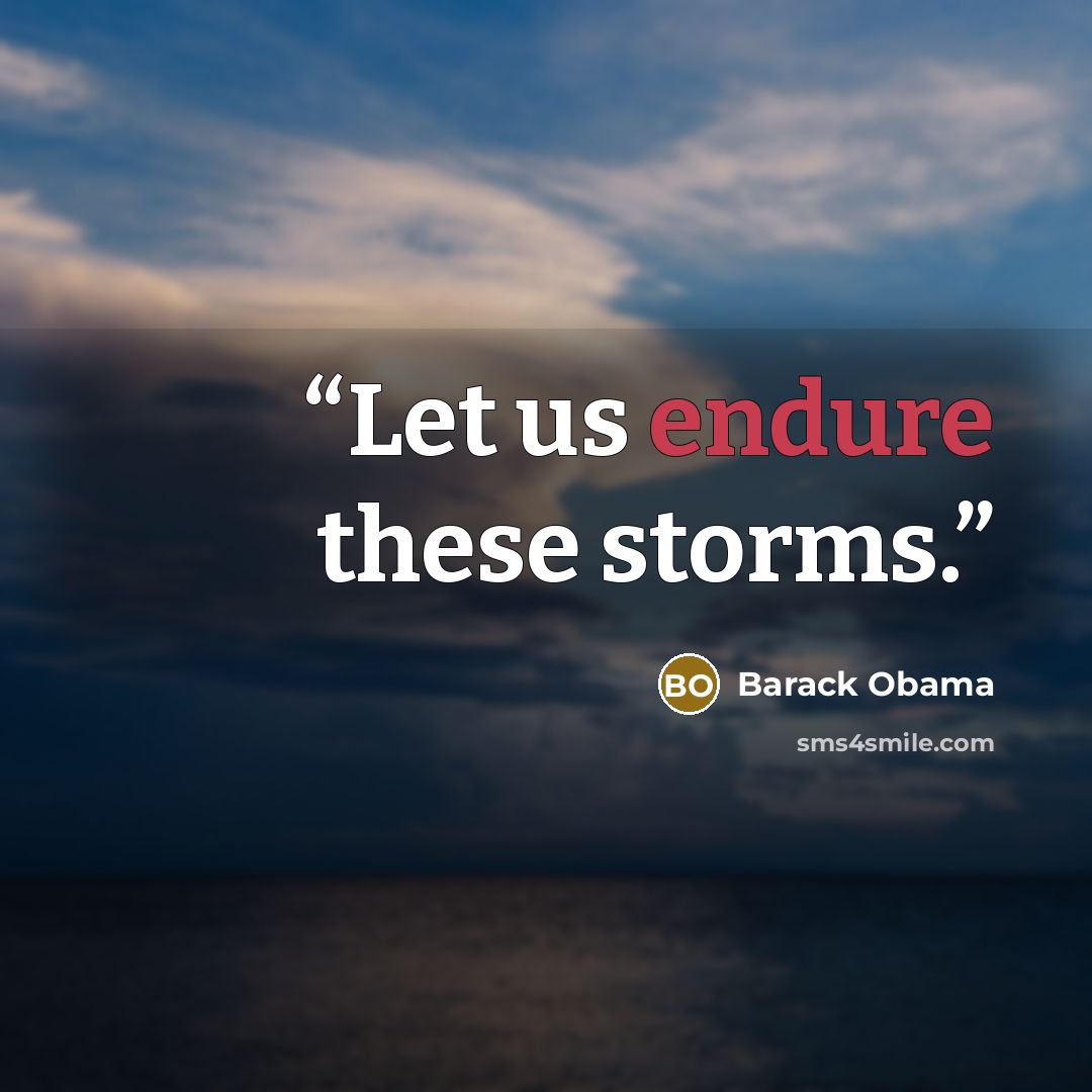 “Let us endure these storms.” quote by Barack Obama