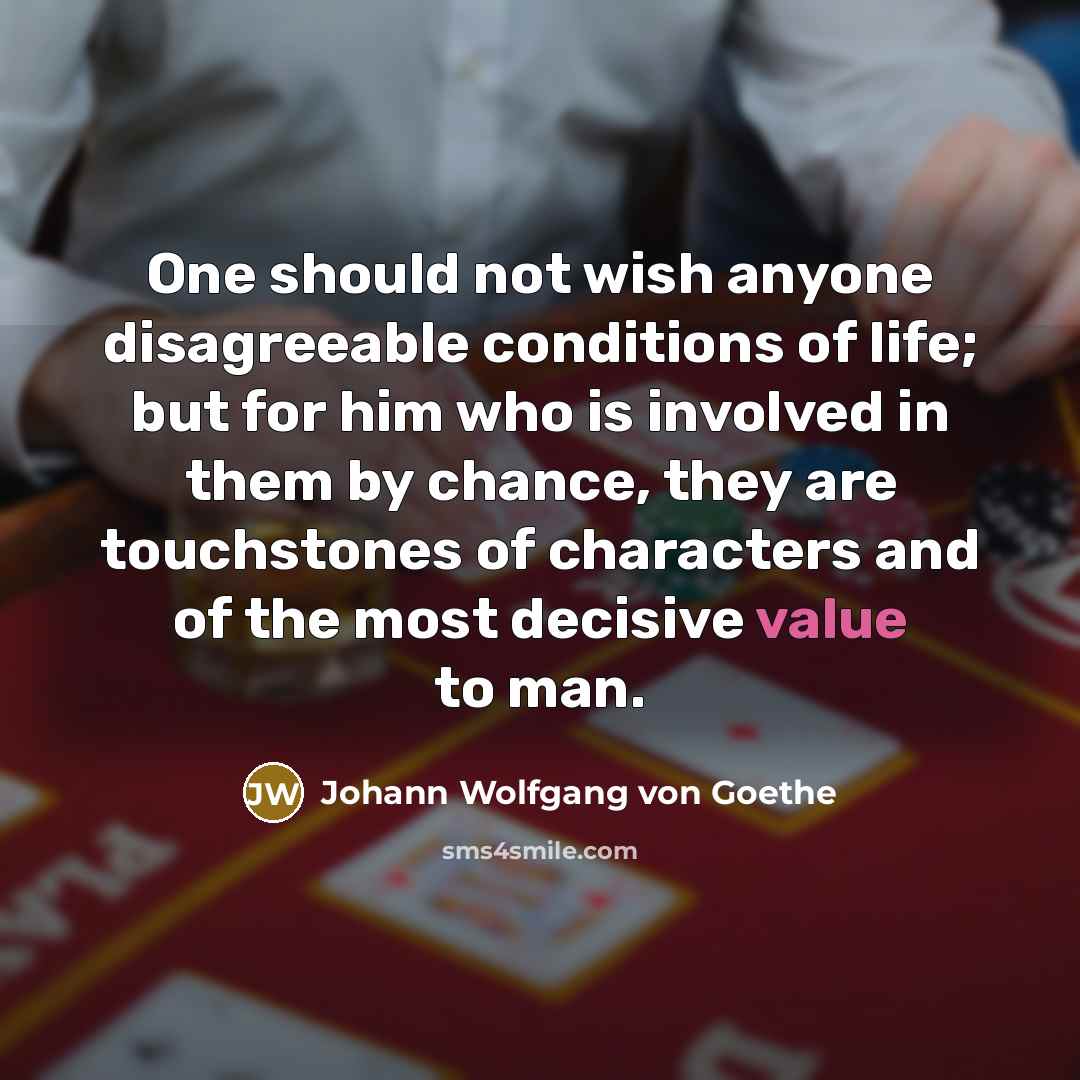 “One should not wish anyone disagreeable conditions of life; but…” quote by Johann Wolfgang von Goethe