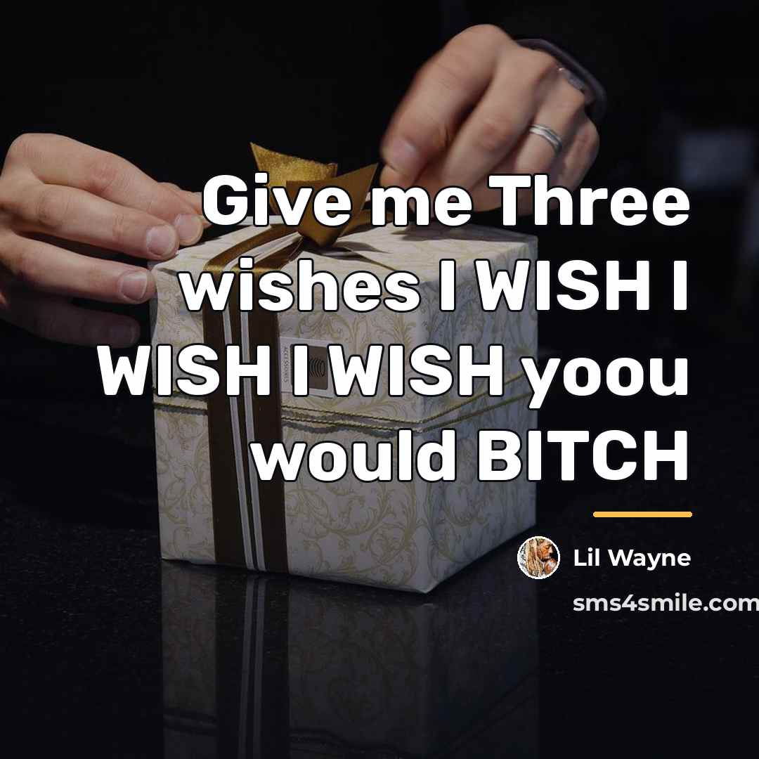 “Give me Three wishes I WISH I WISH I WISH…” quote by Lil Wayne