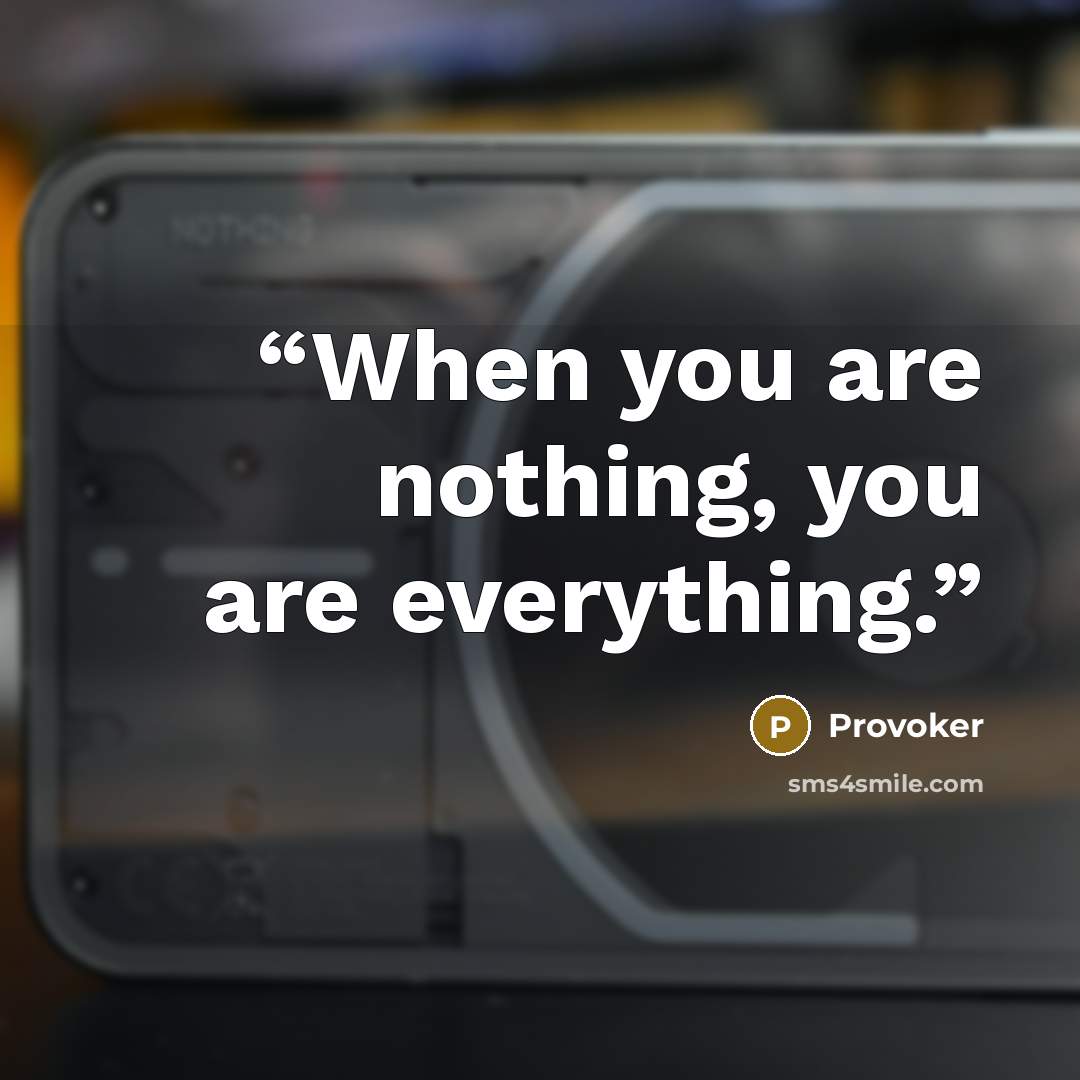 “When you are nothing, you are everything.” quote by Provoker