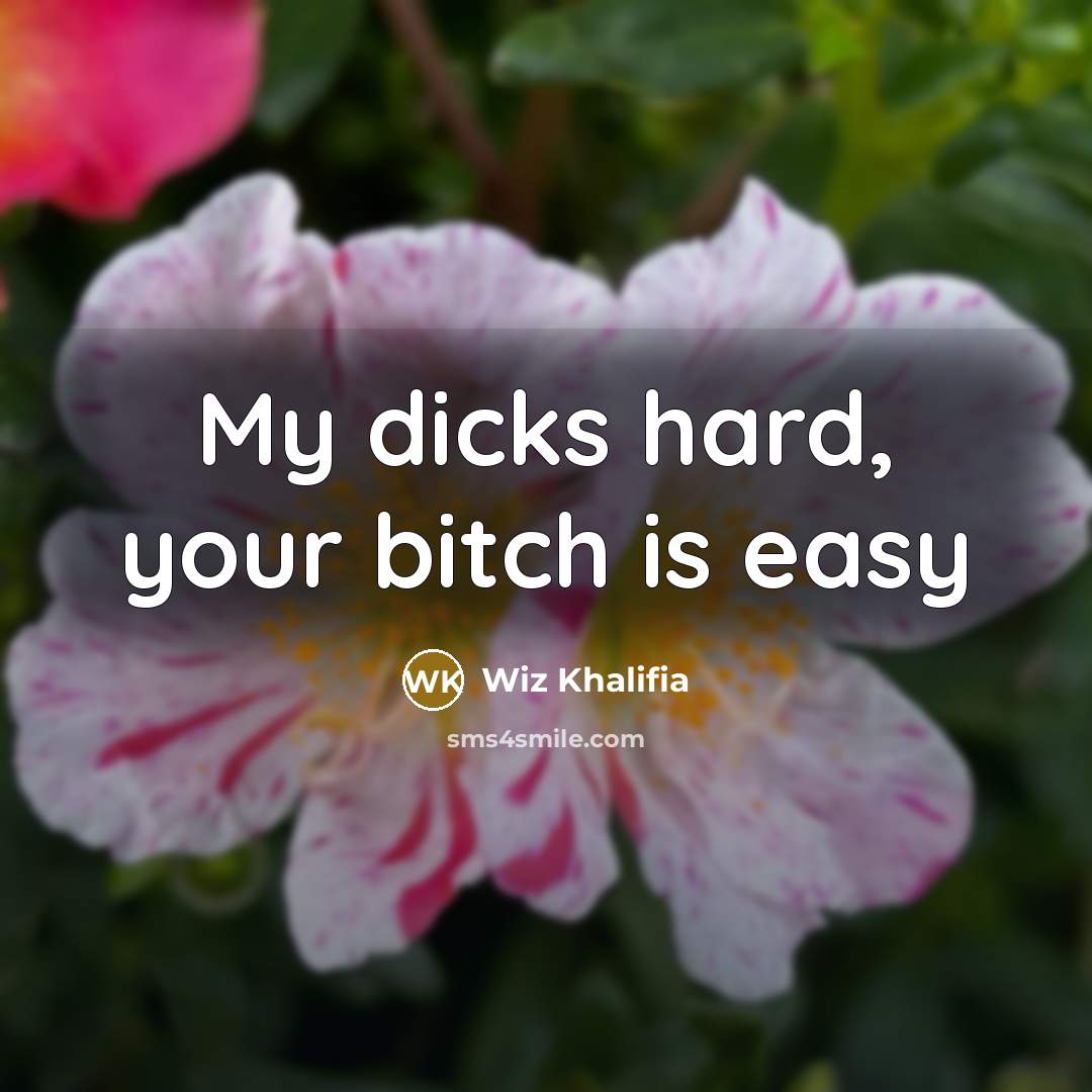 “My dicks hard, your bitch is easy” quote by Wiz Khalifia
