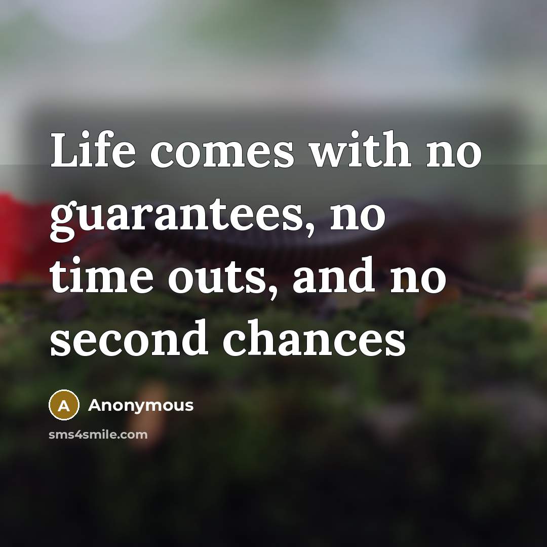 “Life comes with no guarantees, no time outs, and no…” quote by Anonymous